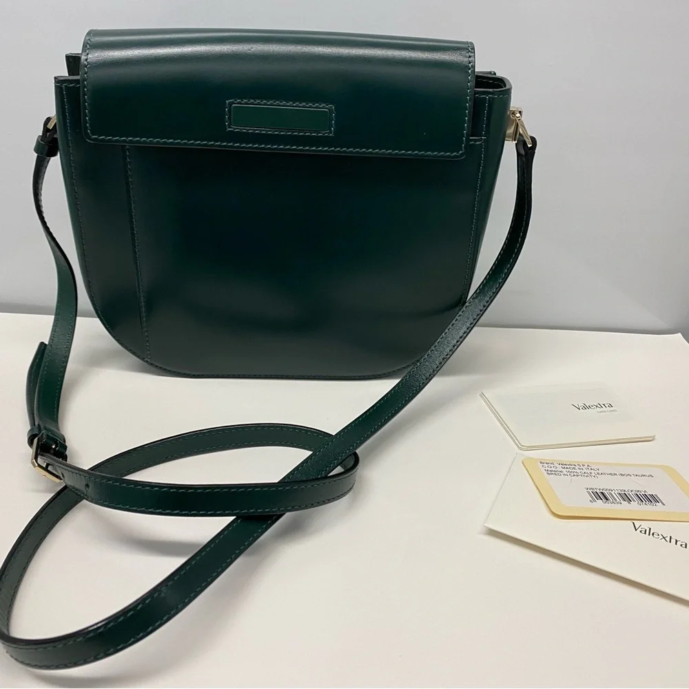NWT VALEXTRA green LEATHER TWIST CROSSBODY handbag bag - Picture 3 of 14